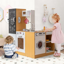 Load image into Gallery viewer, 3-Piece Kids Play Kitchen Set with Realistic Sounds Lights and Blackboard
