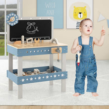 Load image into Gallery viewer, Kids Wooden Play Workbench with Blackboard and Tool Parts Set
