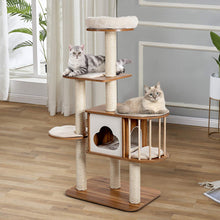 Load image into Gallery viewer, 5-Tier Wooden Cats Play Tower with Perch Platform Condo
