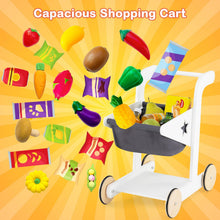 Load image into Gallery viewer, Pretend Play Grocery Store Set with Shopping Cart and 2 Chalkboards
