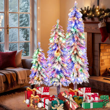 Load image into Gallery viewer, 3¡¯ 4¡¯ 5¡¯ Artificial Christmas Tree Set with 115 + 207 + 275 Branch Tips and 50 + 100 + 150 Colorful LED Lights
