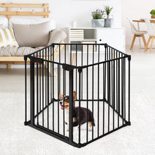 Load image into Gallery viewer, 5 Panel Safety Gate Fireplace Barrier Hearth Gate with Walk-Through Door
