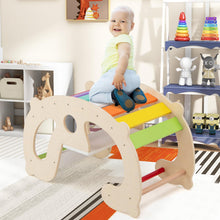 Load image into Gallery viewer, Kids Climbing Frame, Toddler Rocking Horse with Backrest &amp; Seat, Indoor Wooden Arch Climber for 1+ Years Old Boys Girls
