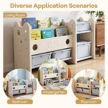 Load image into Gallery viewer, Toy Storage Unit, Kids Bookshelf with Removable Boxes and Storage Shelves
