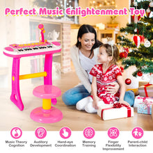 Load image into Gallery viewer, 31 Keys Kids Piano and Stool with Adjustable Microphone

