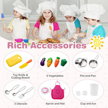 Load image into Gallery viewer, Kids Kitchen Playset Pretend Wooden Play Kitchen with Apron for 3+ Years Old
