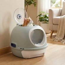 Load image into Gallery viewer, Cat Litter Box with Lid, Helicopter Style Fully Enclosed Cat Toilet with Scoop
