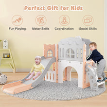 Load image into Gallery viewer, 9 in 1 Toddler Slide L Shaped Kids Slide and Climber Playset with Basketball Hoop
