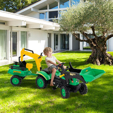 Load image into Gallery viewer, Kids Ride On Excavator, 3 in 1 Children Pedal Tractor with Detachable Trailer
