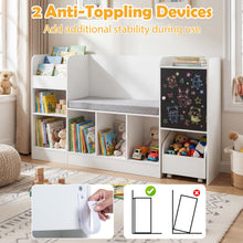 Load image into Gallery viewer, Kids Bookshelf, Wooden Children Bookcase with Blackboard
