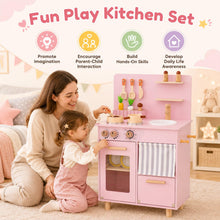 Load image into Gallery viewer, Kids Play Kitchen, Wooden Toy Kitchen with Stoves
