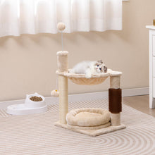 Load image into Gallery viewer, Cat Tree, 2-Tier Cat Tower with Cat Bed, Hammock, Scratching Post, Self-massage Brush
