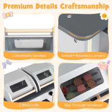 Load image into Gallery viewer, Kids BBQ Grill Playset, Wooden Toy Kitchen with Flip-Top Grill Covers

