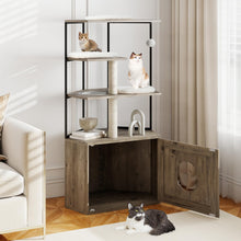 Load image into Gallery viewer, Cat Tree with Litter Box Enclosure with 2 Scratching Posts and 3 Mats
