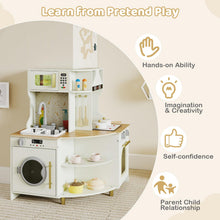 Load image into Gallery viewer, Wooden Corner Kitchen Playset with Working Faucet and Realist Sounds
