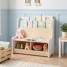 Load image into Gallery viewer, Kids Toy Storage Unit with Bench, Wooden Children Bookcase with 2 Cubbies
