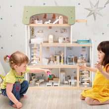Load image into Gallery viewer, Wooden Dollhouse with 33 PCS Furniture Accessories for Girls and Boys
