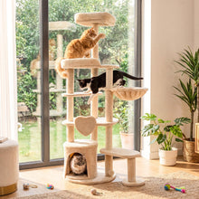 Load image into Gallery viewer, Cat Tree, 149cm Tall Cats Tower with Perches, Plush Condo, Cozy Basket
