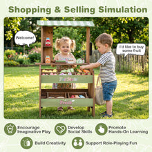 Load image into Gallery viewer, Wooden Kids Grocery Store Playset with Chalkboard | Indoor Outdoor Farm Market Stand
