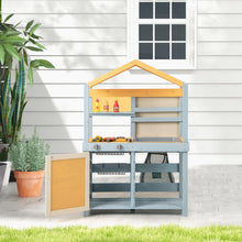Load image into Gallery viewer, Kids Mud Kitchen, Double-Sided Pretend Play Kitchen Grocery Store with Removable Sink
