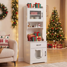 Load image into Gallery viewer, Wooden Cat House with Adjustable LED Light, Charging Station, Storage Shelves, Drawer
