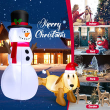 Load image into Gallery viewer, 180 cm Tall Inflatable Snowman and Dog Set with Built-in LED Lights
