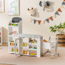 Load image into Gallery viewer, Kids Grocery Store Playset Convertible with Shopping Cart and Movable Checkout Belt

