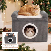 Load image into Gallery viewer, Cat House for Indoor Cats, Foldable Cat Condo
