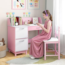 Load image into Gallery viewer, Kid's Study Desk and Chair Set with Deep Drawer and Enclosed Cabinets
