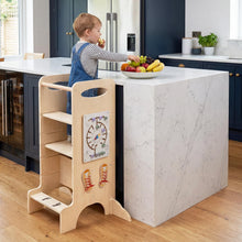 Load image into Gallery viewer, Toddler Step Stool Wooden Kids Standing Tower with Safety Rails
