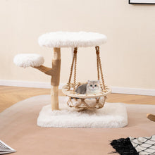 Load image into Gallery viewer, Cute Solid Wood Cat Tree Natural Branch Modern Kitten Tower
