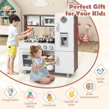 Load image into Gallery viewer, Wooden Play Kitchen - Kids Toy Kitchen with Microwave, Fridge, Water Dispenser, Telephone, Oven, Cookware
