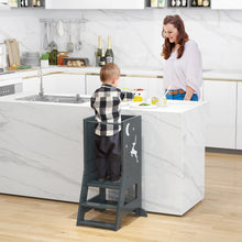 Load image into Gallery viewer, Kids Step Stool, Wooden Kitchen Toddler Helper Stand with Adjustable Height
