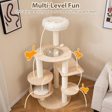 Load image into Gallery viewer, 132cm Tall Wooden Cat Tree Solid Plywood Kitten Tower with Space Capsule
