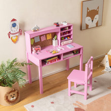 Load image into Gallery viewer, Wooden Kids Desk and Chair Set with Hutch for Studying and Reading
