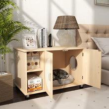 Load image into Gallery viewer, Cat Litter Box Enclosure, Wooden Hidden Kitty Washroom Storage Bench
