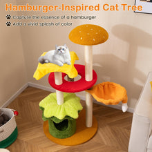 Load image into Gallery viewer, Cat Tree, 117cm Hamburger-Theme Cats Tower, Indoor Multi-Level Kitten Climbing Stand Activity Center
