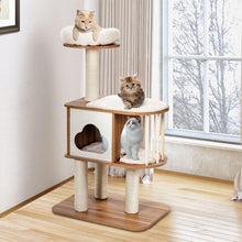 Load image into Gallery viewer, 4-Tier Wooden Cat Tree for Climbing Sleeping
