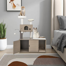Load image into Gallery viewer, Cat Tree with Litter Box Enclosure Wooden Cat House Furniture
