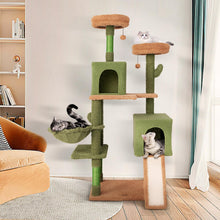 Load image into Gallery viewer, Cactus Cat Tree, 160cm Tall Cat Tower with Sisal Scratching Posts, 2 Perches, 2 Cat Condos, Hammock
