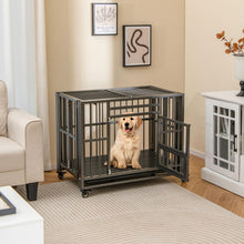 Load image into Gallery viewer, 3-Door Heavy Duty Movable Dog Cage with Lockable Universal Wheels
