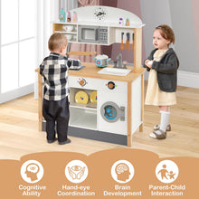 Load image into Gallery viewer, Wooden Kids Play Kitchen, Chef Pretend Toy Kitchen with Clock

