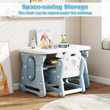 Load image into Gallery viewer, Kids Table and Chair Set with Tiltable Whiteboard and Book Stand
