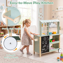 Load image into Gallery viewer, Kids Play Kitchen, Wooden Toy Kitchen with Stoves, Oven, Chalkboard
