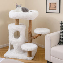 Load image into Gallery viewer, Wooden Cat Tree, Multi-Layer Cats Tower with Jute Scratching Posts &amp; Top Perch
