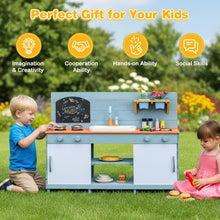 Load image into Gallery viewer, Kids Play Kitchen Set with Chalkboard and Faucet and Sink
