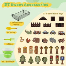 Load image into Gallery viewer, Indoor Outdoor Play Sand and Water Table with 33 Sand Table Toys, Toy Bucket, Shovel and Rake for Boys Girls
