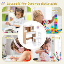 Load image into Gallery viewer, Kids Study Desk and Chair Set with Open Shelves and Cork Bulletin Board
