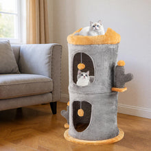 Load image into Gallery viewer, Cute Small Cat Tree Tower with Cozy Condos and Plush Danging Balls
