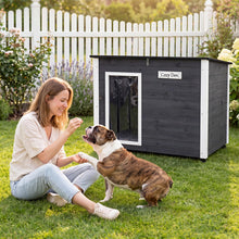 Load image into Gallery viewer, Natural Spruce Wood Frame Puppy Kennel with Removable Floor, Openable Asphalt Roof
